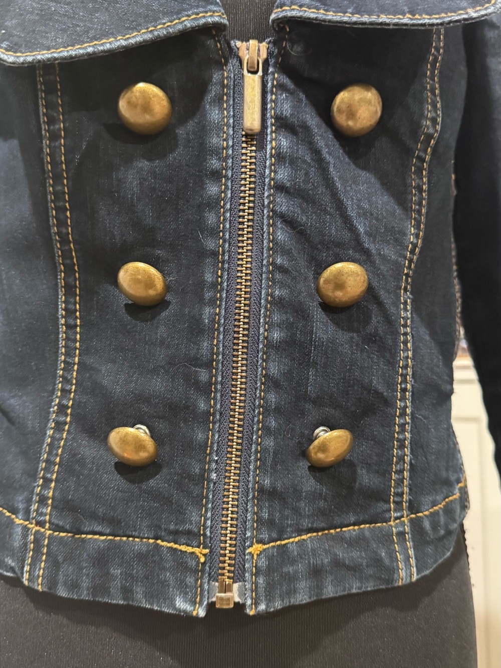 Vintage Caché Y2K Dark Wash Cropped Denim Jacket XS - Picture 7 of 12